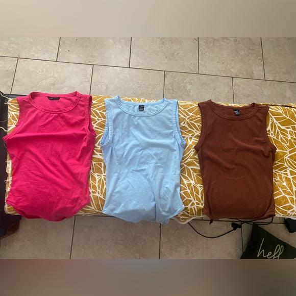 SHEIN bodysuit -3pack - blue,pink, and brown - Picture 1 of 10